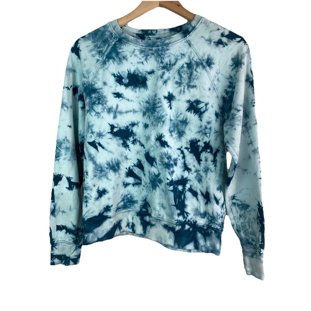 Athleta Women's XS Park Sure Teal Tie Die Crew Neck Pullover Sweatshirt